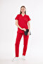 Red High Cotton Lycra Bat Sleeve Doctor Nurse Uniform Scrubs