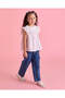 Girls White And Lilac Striped Embroidered Blouse - 5