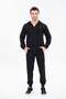 Black Modern Comfort Hooded Zip-Up Top and Jogger Bottom Tracksuit Set - 8