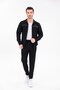 Black Noir Line Hoodless Zipper Top and Jogger Bottom Tracksuit Set