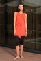 Zero Sleeve Shorts Lycra Tie Detail Semi-Closed Swimsuit 24203 Orange - 4
