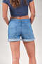 VAV 2002-Kadın Orta Mavi Duble Paça Denim Basic Şort - 3
