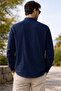 Men's Navy Blue Long Sleeve Loose Aerobin Shirt Comfortable Fit Summer Breathable Lightweight Casual - 2