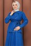 Women's Denim Buttoned Jacket with Skirt and Pockets Youthful Sports Suit - 5