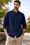 Men's Navy Blue Long Sleeve Loose Aerobin Shirt Comfortable Fit Summer Breathable Lightweight Casual