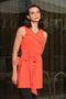 Zero Sleeve Shorts Lycra Tie Detail Semi-Closed Swimsuit 24203 Orange - 2