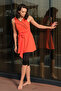 Zero Sleeve Shorts Lycra Tie Detail Semi-Closed Swimsuit 24203 Orange - 5