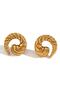 Gold Color Steel Vintage Croissant Earrings - 5