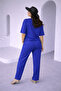 Women's Stoned Short Sleeve Elastic Waist Tie-Detail Two-Piece Set Ksd-8636 - 4