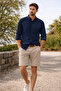 Men's Navy Blue Long Sleeve Loose Aerobin Shirt Comfortable Fit Summer Breathable Lightweight Casual - 5