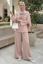 Powder Satin Set with Shawl Detail on the Shoulder - 3