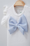Girl's Bow Detailed Shorts and Skirt Ruffle Sleeve 2-Piece Set - 3