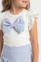 Girl's Bow Detailed Shorts and Skirt Ruffle Sleeve 2-Piece Set - 2