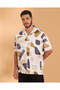 Men White Printed Short Sleeve Shirt