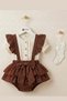 Muslin Shirt with Scallop Detail and Bow Tie Salopet Set - 3