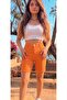 Mini Shorts with Vertical Nevrür Stitching Detail, Slim High Waist, Lycra Stretchable - 3