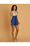 Women Blue And White Printed Swim Dress With Front Tie - 2