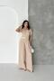 Women's Beige Shirt Collar Belted Wide Leg Jumpsuit Nbk4197 - 4