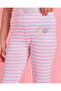 Girls White And Pink Striped Printed Leggings - 4