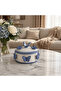 May Flower White Ceramic Candy Pot with Blue Butterfly Design 15x8cm - 2