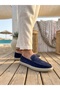 Ba0251 100% Genuine Leather Inside and Out Men's Navy Blue Suede Casual Loafer Rubber Comfortable Sole Stitched a - 2