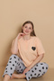 Mrn 4515 Heart Short Sleeve Cotton Combed Cotton Plus Size Women's Pajama Set - 3