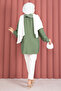 Collar Embroidered Hijab Tunic Khaki - 5
