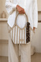 Women's Linen Shoulder Bag Straw Look Stylish Daily Hand and Shoulder Bag Large Volume Zippered Bag - 6
