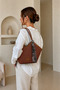 Women's Linen Shoulder Bag Straw Look Stylish Daily Hand and Shoulder Bag Large Volume Zippered Bag - 2