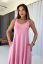 Thick Strapped Modal Fabric Women's Midi Dress - Pink - 3