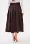 Women's Belt Detailed Pleated Long Skirt 260439 - - 5
