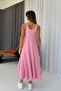 Thick Strapped Modal Fabric Women's Midi Dress - Pink - 2