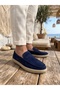 Ba0251 100% Genuine Leather Inside and Out Men's Navy Blue Suede Casual Loafer Rubber Comfortable Sole Stitched a - 5