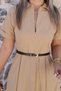 Sand Belted Front Zipper Dress - 4