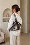 Women's Linen Shoulder Bag Straw Look Stylish Daily Hand and Shoulder Bag Large Volume Zippered Bag - 2