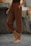 Women's High Waist Elastic Side Button Detailed Midi Trousers - 2