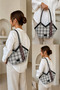Women's Linen Shoulder Bag Straw Look Stylish Daily Hand and Shoulder Bag Large Volume Zippered Bag - 6