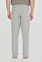 Men's Gray Slim Fit Tie-Waist Seersucker Patterned Side Pocket Casual Trousers - 5