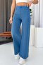 Elastic Waist Denim Women's Trousers - Blue