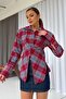 Plaid Patterned Women's Shirt with Tie Detail - Red - 3