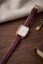 Gekas Luxury Women's Wristwatch - Vintage Rectangular Case with Gold Detail, Burgundy Leather Strap, Premium Watch - 5