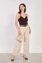 Women's J63 Belted Cut-Out Palazzo Jean Trousers - Light Stone - 3