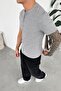 Gray Premium Ribbed Buttoned Collar Relax Fit Short Sleeve T-Shirt - 2