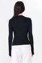 Women's Brown Long Sleeve Crew Neck Stretch Fabric Basic Body Blouse Slim Fit - 4