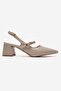 Women's Open-Back Heeled Sandals Beige Crinkled - 2