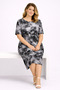 Women's Large Size Gray, Tie-Dye Pattern Viscose Dress 65N39469 - 5