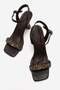 Women's Bow-Tie Stone Heeled Sandals Brown Skin - 5