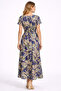 Women's Plus Size Navy Blue, Gipe Rubber Detail, Viscose Fabric Dress 65N39468 - 7