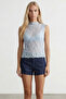 Baby Blue Sleeveless Lace Blouse Alc-X15477 - 2