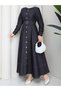 Button Detailed Denim Jeans Hijab Dress Rc6037 - 7